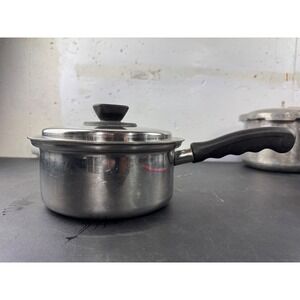 Vintage Vita Craft Nicromian Steel Saucepan with Lid 1.5 Quart Pot Black Handle